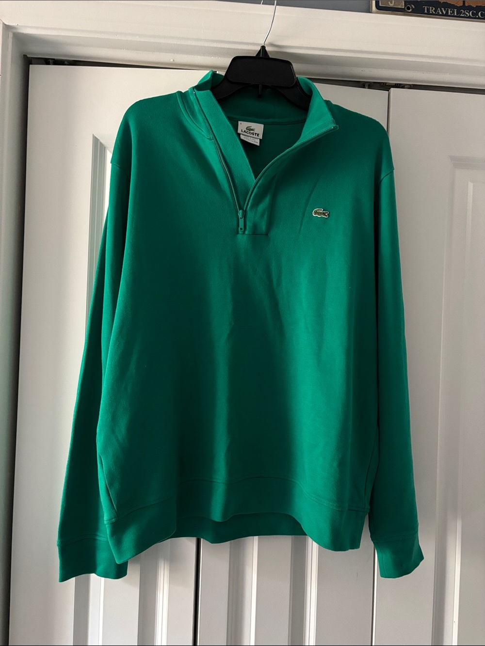 Lacoste Men's Bright Green Quarter-Zip Pullover XL